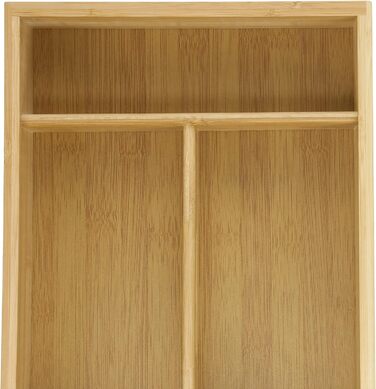 Relaxdays Bambus Besteckkasten, 4 Fächer, robuster Organizer, HxBxT: ca. 7x37x23 cm, Tragegriff (max. 50 Zeichen)