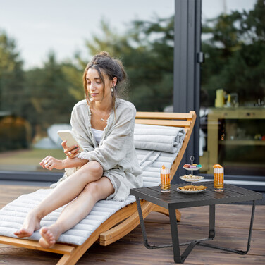 Relaxdays Balkontisch in Holzoptik