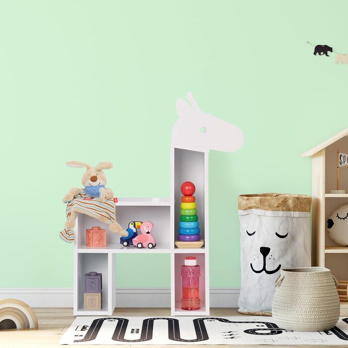 Relaxdays Kinderregal Bär, 2 Schubladen, 2 offene Fächer, H x B x T:  Bücherregal Kinder, (69,5 x 52,5 x 20 cm, Weiß)