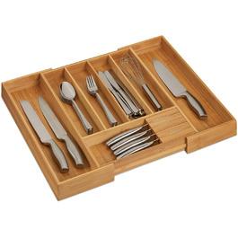 Relaxdays Bambus Besteckkasten, ausziehbar, HBT 5x55x44 cm