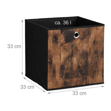 Relaxdays Stoff Aufbewahrungsbox Holzoptik 6er Set