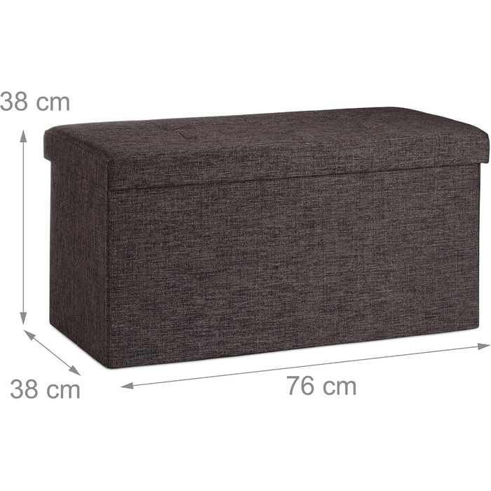Relaxdays Faltbare Sitzbank XL mit Stauraum, Sitzwürfel, 38x76x38 cm, Braun
