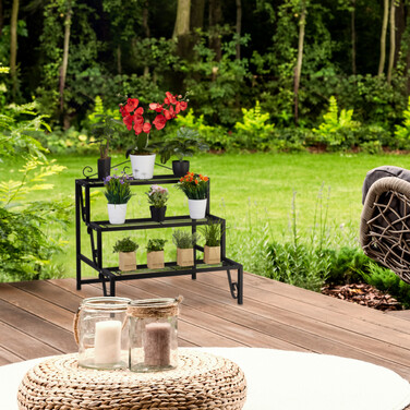 Relaxdays Blumentreppe aus Metall 3 Stufen