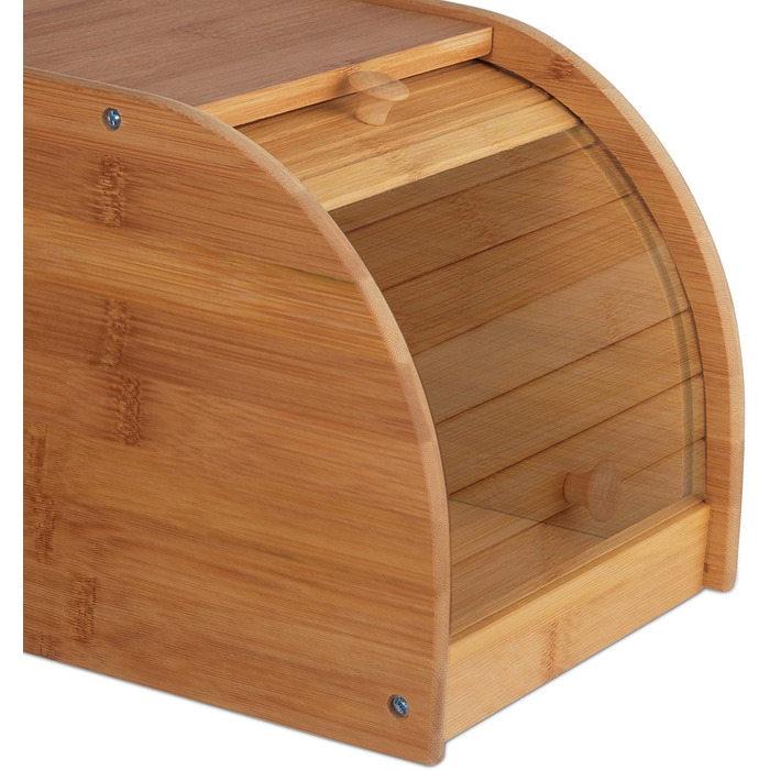 Relaxdays Brotkasten Bambus, rollbare Frontklappe, aromadichte Brotaufbewahrung, Rollbrotkasten, HBT: 18x20x27 cm, natur