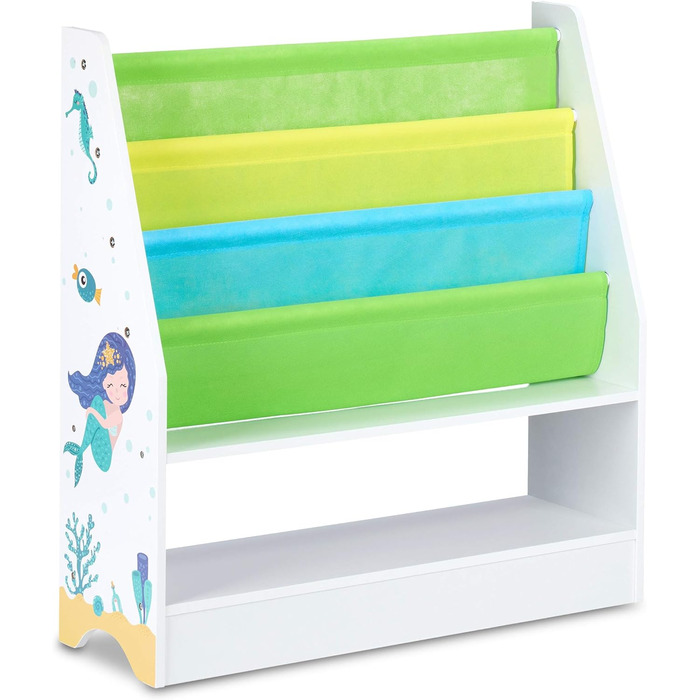 Relaxdays Kinderregal Meermotiv, 2 Boxen, 3 Fächer, Spielzeug Aufbewahrung, Kinder Bücherregal HBT 74 x 71 x 23 cm, bunt