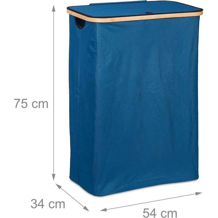 Relaxdays Wäschekorb 105 l, faltbar, Bambus & Polyester, tragbar, Petrol/Natur