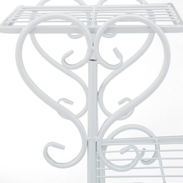 Relaxdays Blumenregal Metall, Vintage, 75x56x23 cm, Blumentreppe 5 Ablagen, Eisen (Weiß)