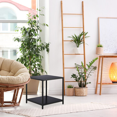 Relaxdays Beistelltisch mit Schwarzglas