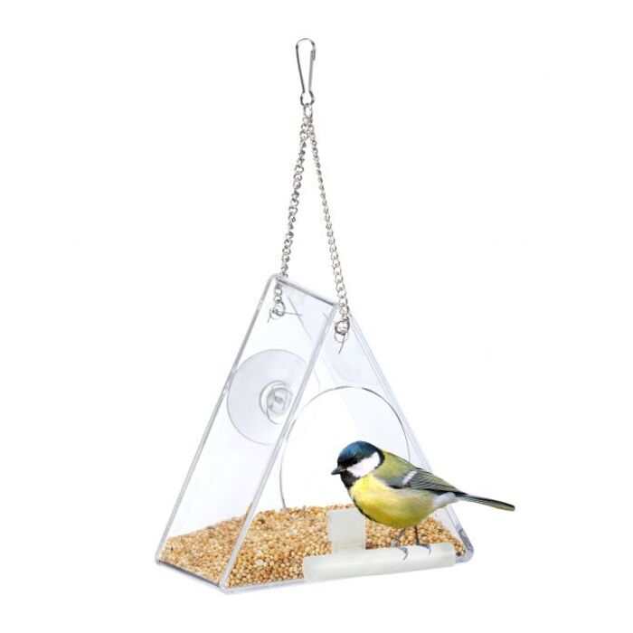 Relaxdays Vogelfutterhaus für Fenster dreieckig