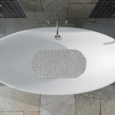 Relaxdays rutschfeste Badewannenmatte Steinoptik, waschbar, 36x68 cm, 1 Stück (Grau)