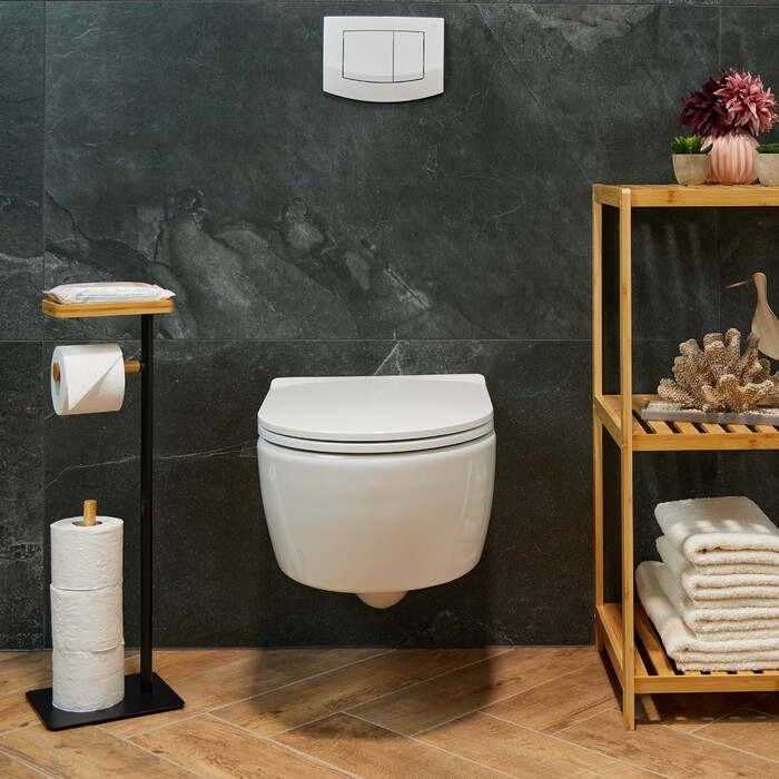 Relaxdays Toilettenpapierhalter mit Ablage