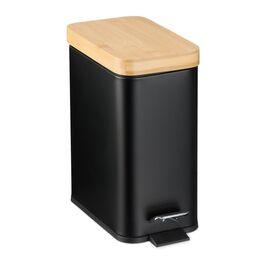 Relaxdays Bad Mülleimer 5 l mit Bambusdeckel