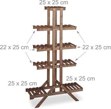 Relaxdays Blumentreppe 5 Ebenen, Holz, Innen, Mehrstöckig, 142,5x83x28,5 cm, Dunkelbraun