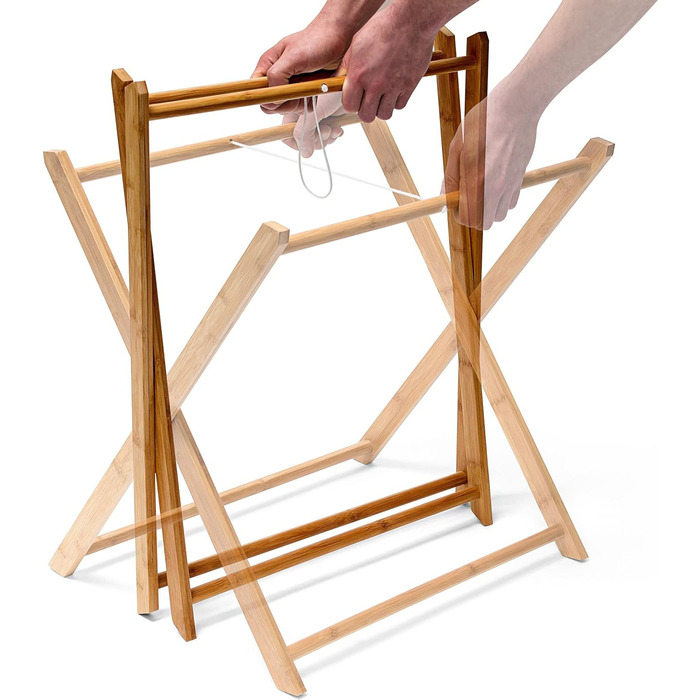 Relaxdays Tabletttisch, Bambus, HxBxT: 63,5 x 55 x 35 cm, klappbarer Beistelltisch mit Tablett, für Frühstück, Natur Single