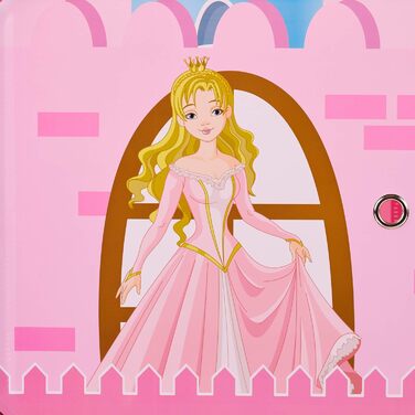 Relaxdays Steckregal Kinderzimmer, Prinzessinnenschloss, Kunststoff, DIY Schrank mit Türen, HBT: 128 x 110 x 37 cm, rosa Single