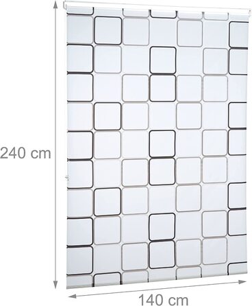 Relaxdays Duschrollo Square, wasserabweisend, Retro Badrollo Wanne u. Dusche, Deckenmontage, 80x240 cm, semitransparent (240 x 140 x 5 cm)