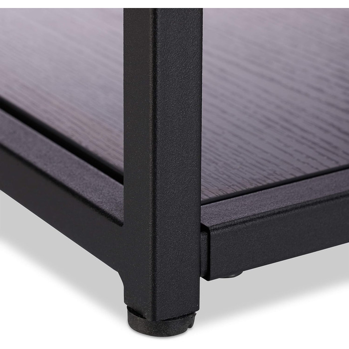 Relaxdays, schwarz Beistelltisch Glas+Holzablage, Metallgestell, robust, quadratisch, Flacher Couchtisch HBT 50x50x50 cm, Standard
