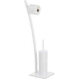Relaxdays weiß, Garnitur, Toilettenpapierhalter, Bürste, WC-Bürstenhalter, hygienisch, HxBxT: 78x29x20 cm, White, Standard