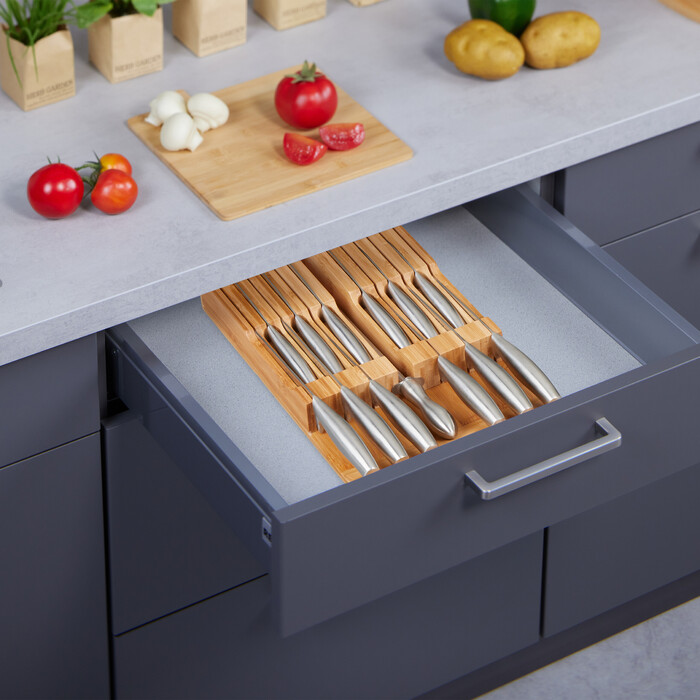 Relaxdays Messerhalter Schublade für 12 Messer
