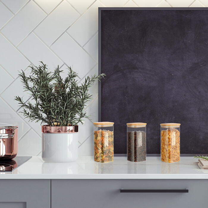 Relaxdays 3er Set Vorratsgläser mit Deckel 1500 ml