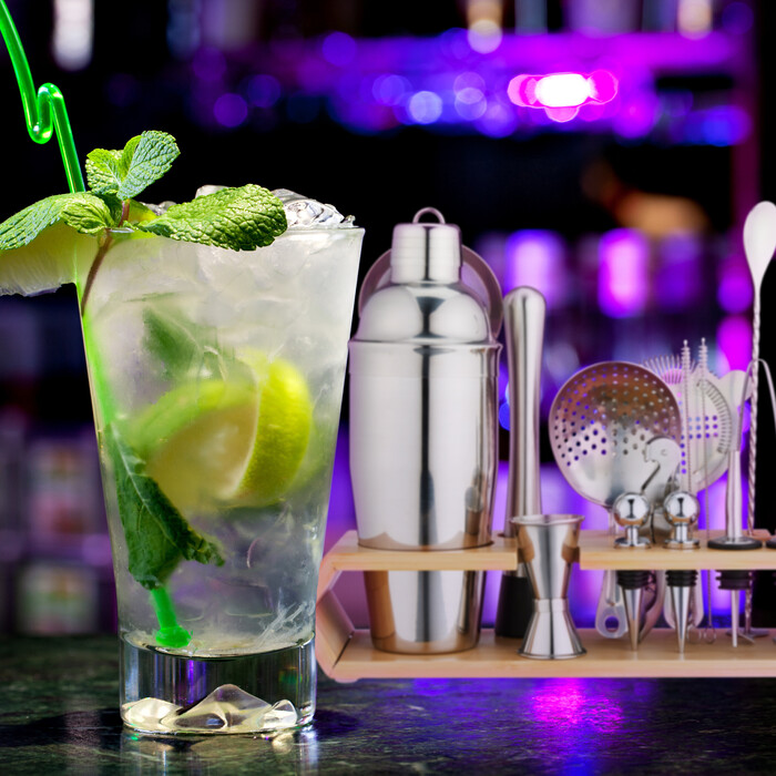 Relaxdays 16-tlg. Cocktail Set mit Ständer