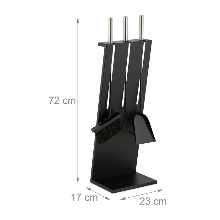 Relaxdays 4-teiliges Kaminbesteck in Schwarz