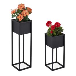 Relaxdays Metall Blumenständer 2er Set in Schwarz