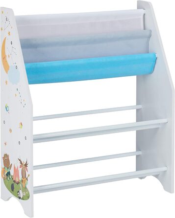 Relaxdays Kinderregal, Tiere Motiv, 6 Boxen, 2 Fächer, Kinderzimmer, Spielzeug Aufbewahrung HBT 74 x 62 x 31,5 cm, bunt, Holzwerkstoff, Lagerfeuer, 1 Stück