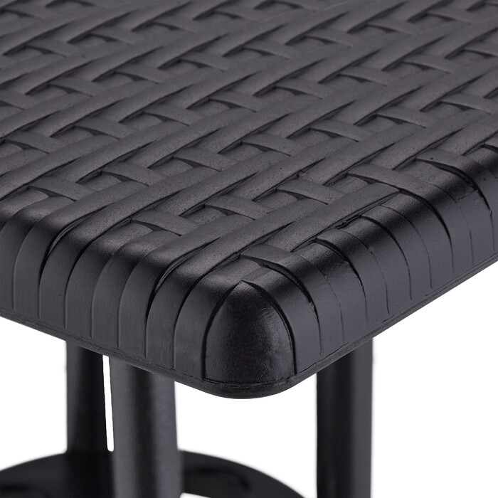 Relaxdays Gartentisch in schwarzer Rattan-Optik