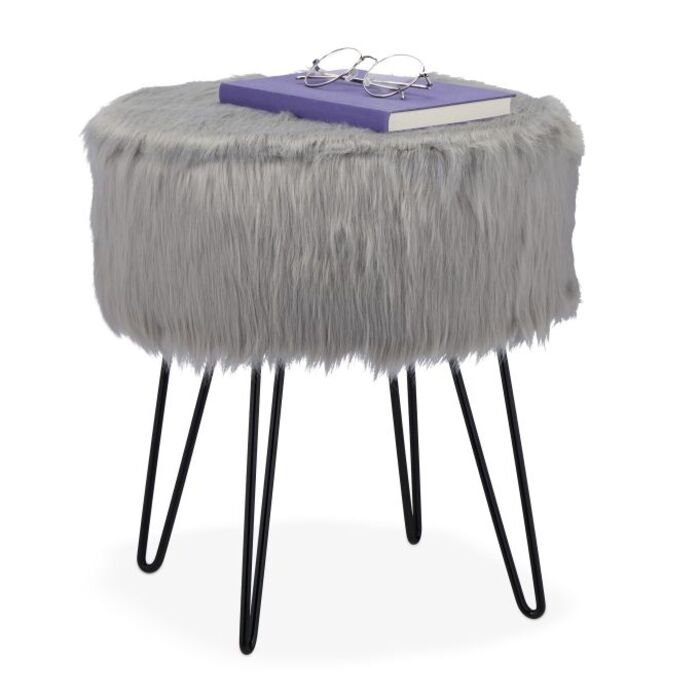 Relaxdays Fellhocker grau