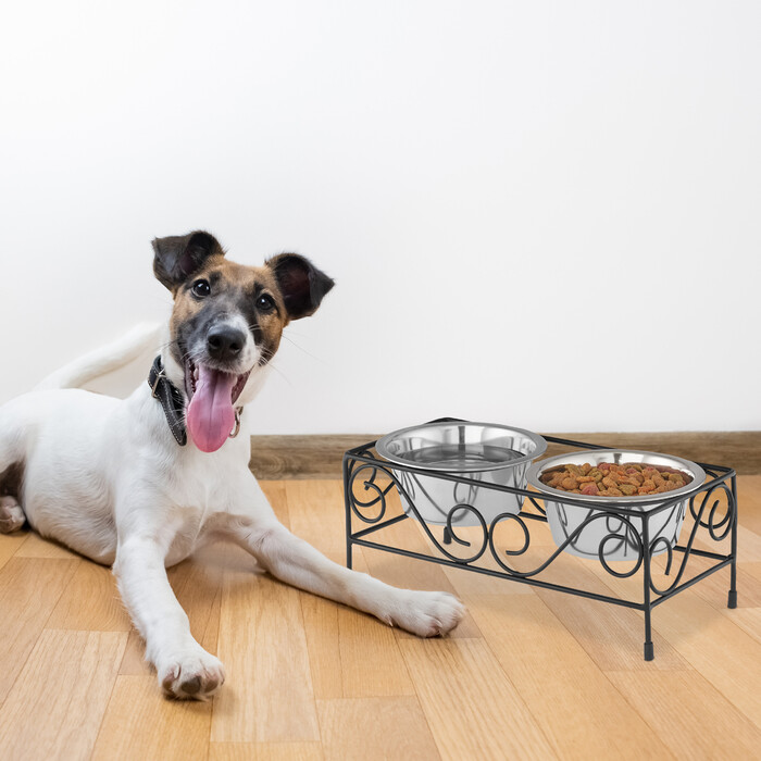 Relaxdays Hunde Napfset mit Halterung