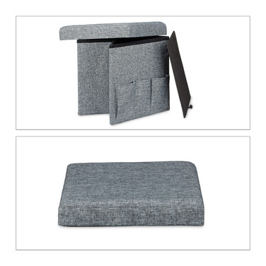 Relaxdays Faltbarer Sitzhocker mit Taschen Leinen