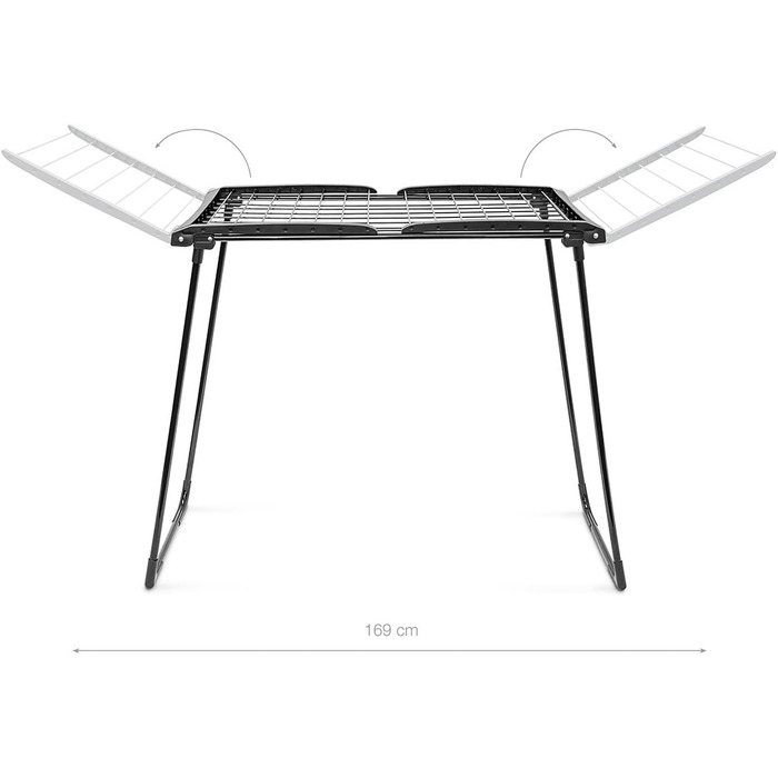 Relaxdays Standtrockner H x B x T: ca. 104 x 169 x 54,5 cm wetterfester Wäschetrockner klappbar mit Wäscheleinen und einer Trockenlänge von 13 m für Wäsche, Kleidung, Textilien etc, schwarz
