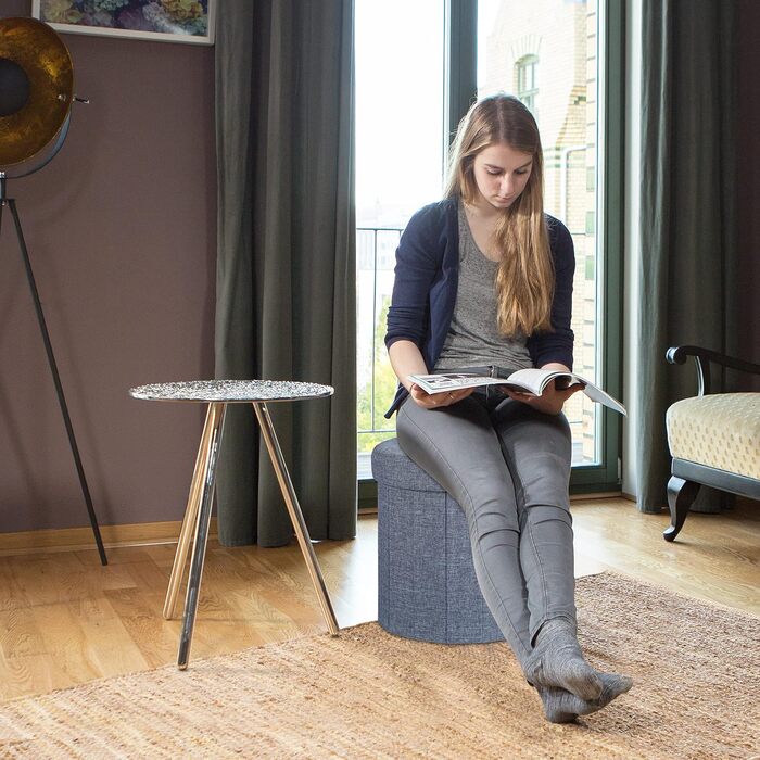 Relaxdays Sitzhocker mit Stauraum L, Fußhocker mit Deckel, 43x45x45 cm, dunkelgrau