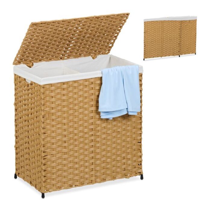 Relaxdays Wäschekorb Rattan-Optik 110 L