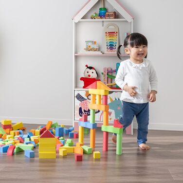 Relaxdays Kinderregal, Heldinnenmotiv, 4 Fächer für Spielzeug, HBT: 93x63x28 cm, Kinderzimmerregal mit Türen, weiß/rosa