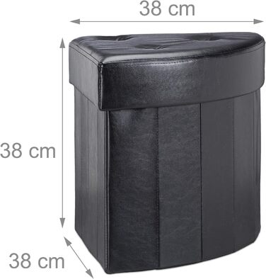 Relaxdays faltbarer Polsterhocker mit Aufbewahrung, 38x38x38 cm, schwarz