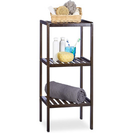 Relaxdays 3 TLG Badregal Set Bambus, Holzregal, Standregal, Bambusregal, Küchenregal, Bücherregal, 3, 4 und 5 Ablagen, Dunkelbraun (Bambus Badregal 3 Ablagen Dunkelbraun)