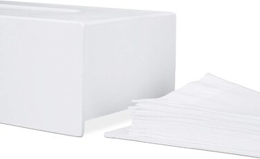 Relaxdays Tücherbox Bambus, Taschentuchbox mit Schiebeboden, Tissue Box für Taschentücher, HxBxT: 7,5 x 24 x 2 cm, weiß 0023252 (2)