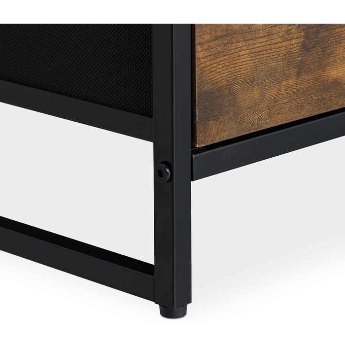 Relaxdays Kommode Industrial, 4 Schubladen, HBT: 71,5x84x32,5 cm, Stoff/Metall/Holzoptik, braun/schwarz
