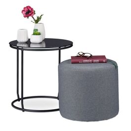 Relaxdays Beistelltisch mit integriertem Hocker