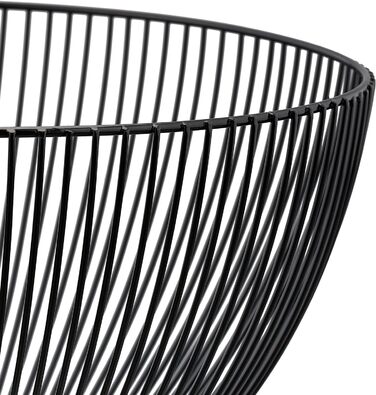 Relaxdays Obstkorb, Metall, rund, 14x25cm, moderner Drahtkorb, schwarz
