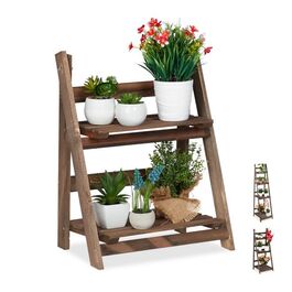 Relaxdays Blumentreppe Holz dunkelbraun