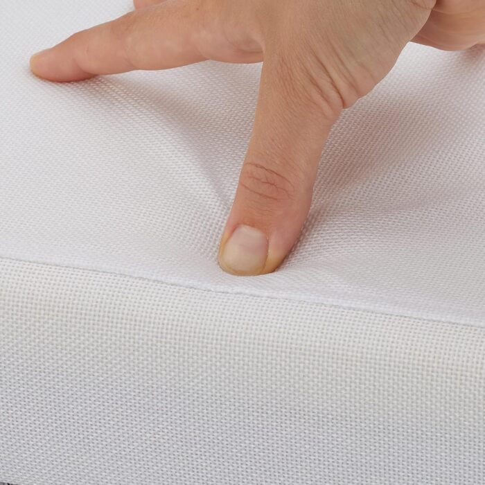 Relaxdays Sitzhocker mit Stauraum, faltbar, 35x35x35 cm, Bambus, natur/weiß