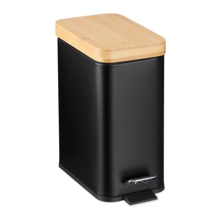 Relaxdays Bad Mülleimer 5 l mit Bambusdeckel