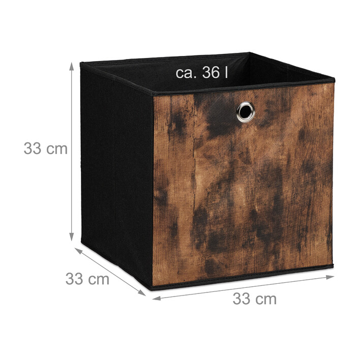 Relaxdays Stoff Aufbewahrungsbox Holzoptik 6er Set