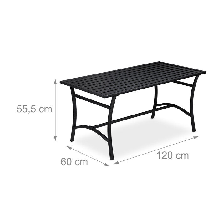 Relaxdays Gartentisch rechteckig schwarz