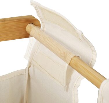Relaxdays Wäschekorb Bambus, Wäschesortierer mit Ablage, 2 Fächer, ausziehbar, tragbarer Wäschebehälter, 60 Liter, Natur, 1 S