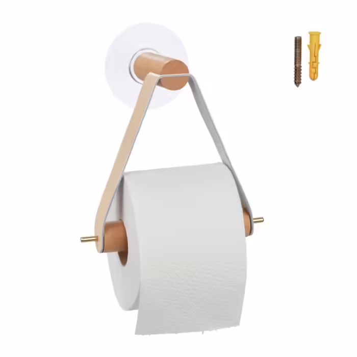 Relaxdays Toilettenpapierhalter Holz mit Band