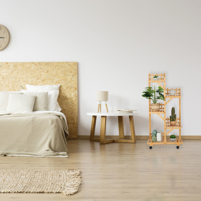 Relaxdays Pflanzenregal aus Bambus 5 Ablagen